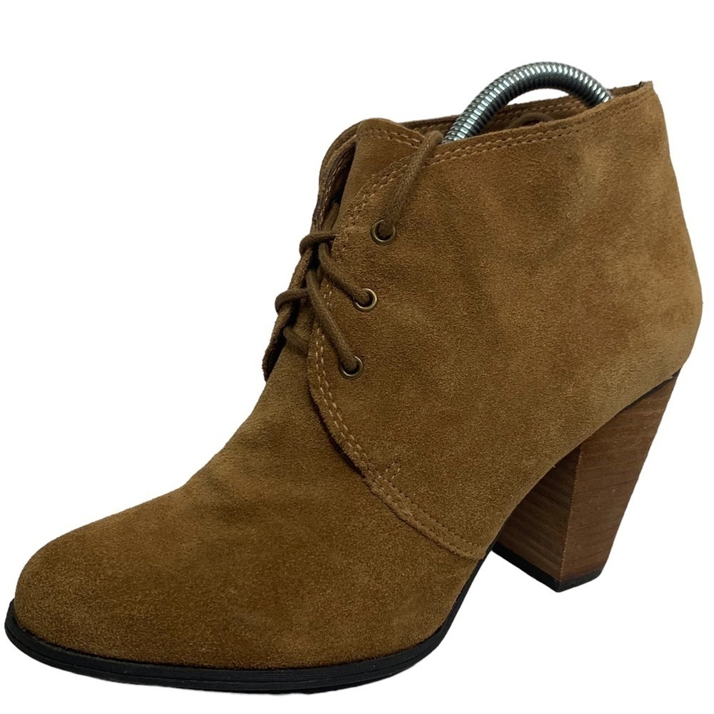 BCBG Generation Pl-Paxton Style Whiskey Color Suede Lace Bootie 3.5” Heel Bootie